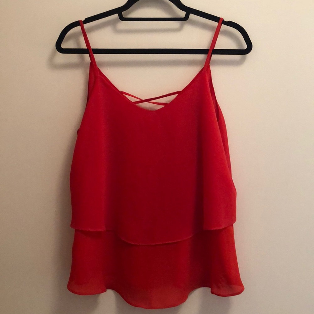 Red silky, flowy tank top